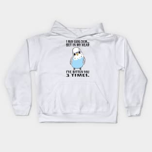 In My Head I've Bitten You 3 Times, for Funny Blue Parakeet Kids Hoodie